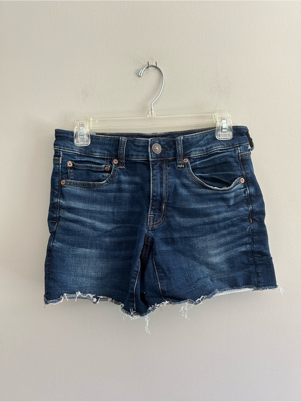 American eagle 6 Dark wash Denim Cutoff midi Shorts